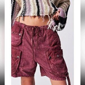 Free People Moon Bay Parachute Shorts In Raspberry Size Large